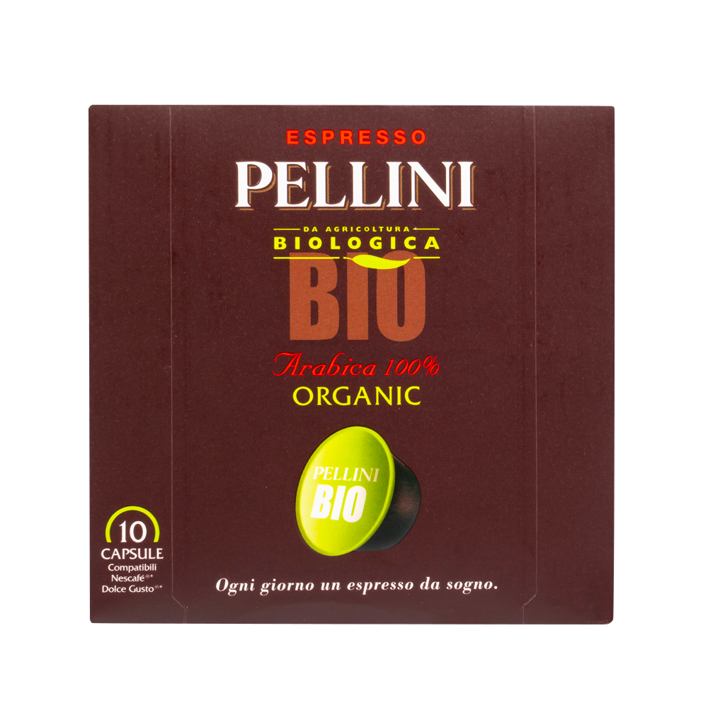 Compatible capsules - PELLINI BIO, 100% organic Arabica Coffee in Nescafé® Dolce Gusto® compatible capsules*