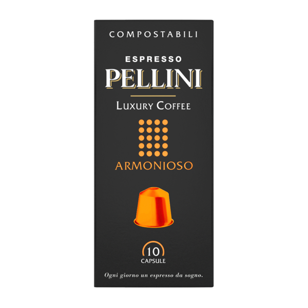 Compatible capsules - PELLINI LUXURY ARMONIOSO Coffee in Nespresso® compatible* Self-protected Compostable capsules