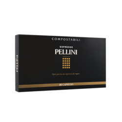 PELLINI MULTI-FLAVOUR MIX 100% Arabica coffee in Nespresso<sup>®</sup> compatible<sup>*</sup> Self-protected Compostable capsules - Giftbox of 40 Capsules (4 cases containing 10 capsules) 200 g