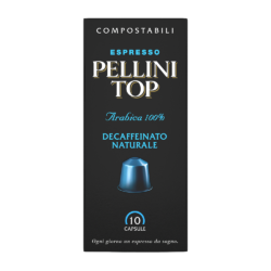 Compatible capsules - PELLINI NATURAL DECAFFEINATED 100% Arabica coffee Nespresso® compatible* Self-protected Compostable capsules