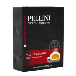 PELLINI N°42 Tradizionale, für die Espressokanne gemahlener Kaffee - Packung mit 2 x 250 gr (500 gr)