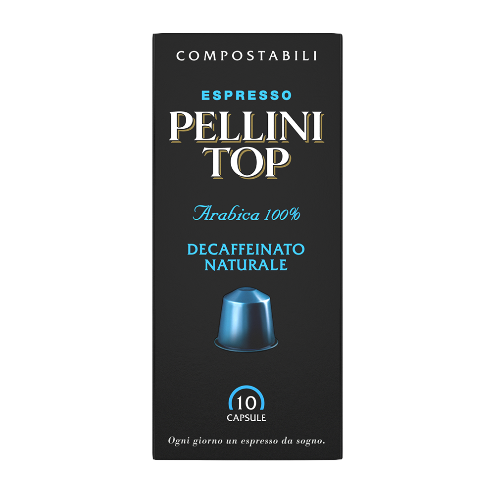 Capsules compatibles Nespresso - Café PELLINI DECAFFEINATO NATURALE, café 100 % Arabica en capsule compostables autoprotégées, compatibles avec les machines Nespresso®*