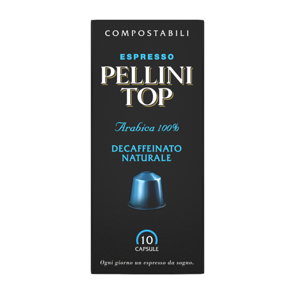 Capsules compatibles Nespresso - Café PELLINI DECAFFEINATO NATURALE, café 100 % Arabica en capsule compostables autoprotégées, compatibles avec les machines Nespresso®*