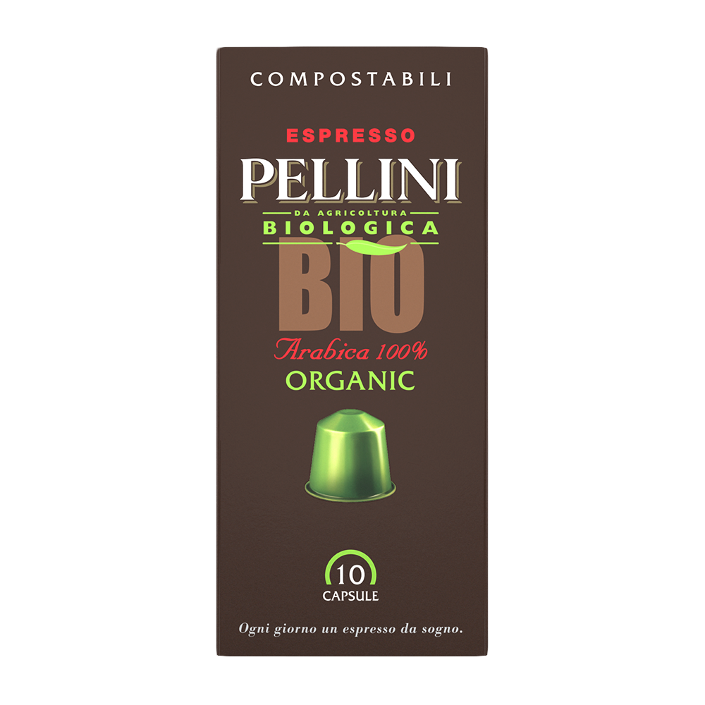 Capsules compatibles Nespresso - PELLINI BIO, café 100 %Arabica capsules compostables autoprotégées, compatibles avec les machines Nespresso®*