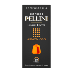 Capsules compatibles Nespresso - PELLINI LUXURY ARMONIOSO, café en capsules compostables autoprotégées compatibles avec les machines Nespresso®*