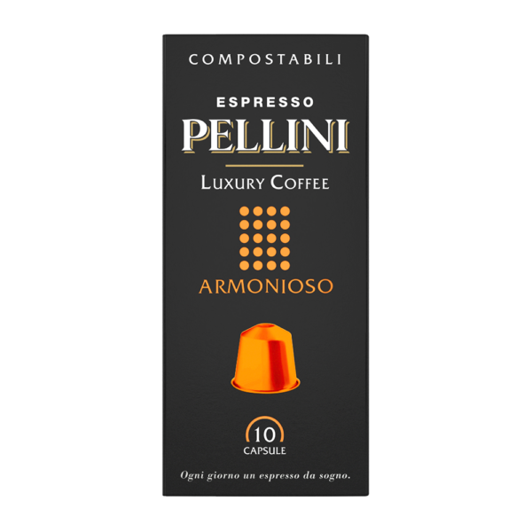 Capsules compatibles Nespresso - PELLINI LUXURY ARMONIOSO, café en capsules compostables autoprotégées compatibles avec les machines Nespresso®*