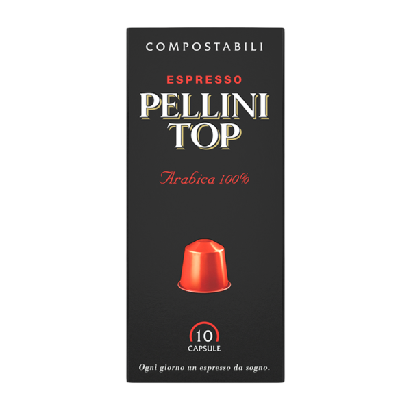 Capsules compatibles Nespresso - PELLINI TOP, café 100 % Arabica en capsules compostables autoprotégées, compatibles avec les machines Nespresso®