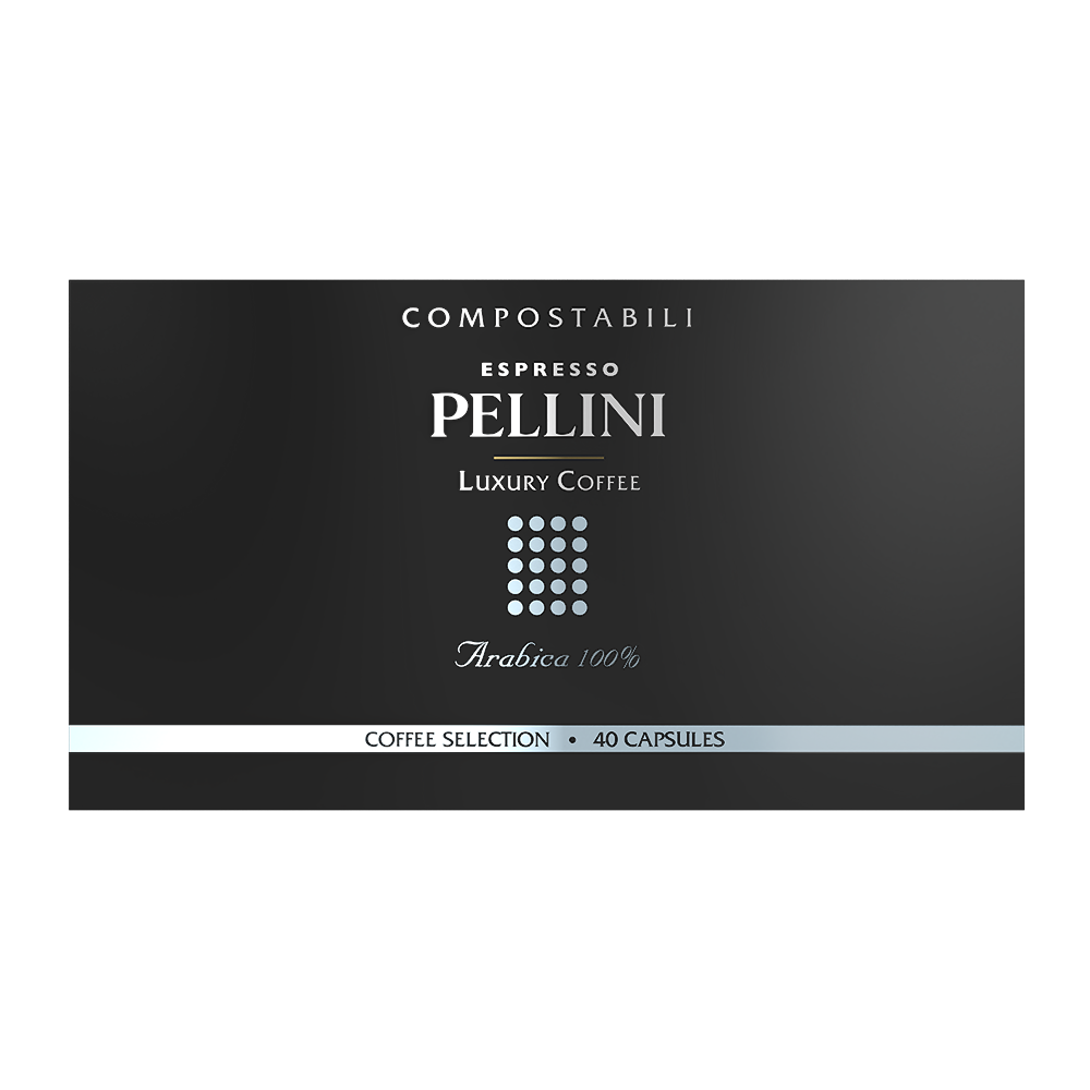 Capsules compatibles Nespresso - COFFRET PELLINI LUXURY GIFT BOX, café 100 % Arabica en capsules compostables autoprotégées, compatibles avec les machines Nespresso®*