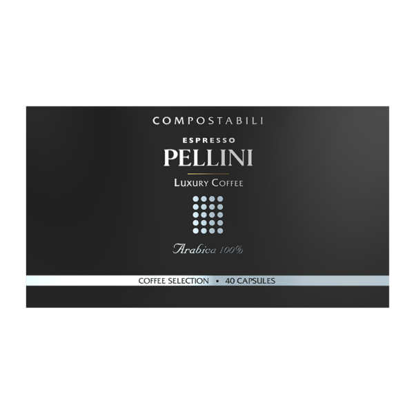 Capsules compatibles Nespresso - COFFRET PELLINI LUXURY GIFT BOX, café 100 % Arabica en capsules compostables autoprotégées, compatibles avec les machines Nespresso®*