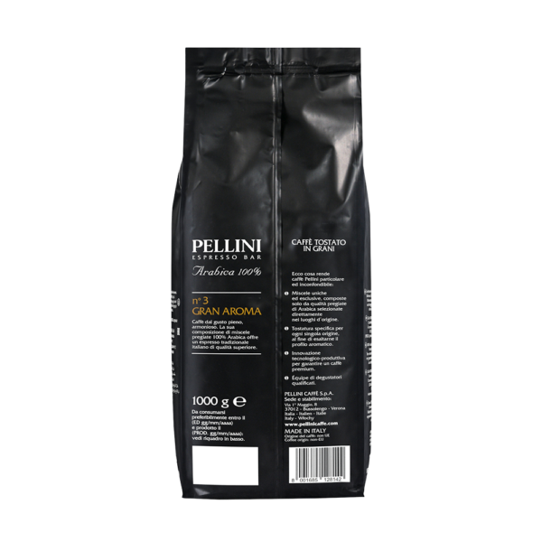 Café en grains - PELLINI N 3 GRAN AROMA, grains de café 100 % Arabica pour espresso - 3